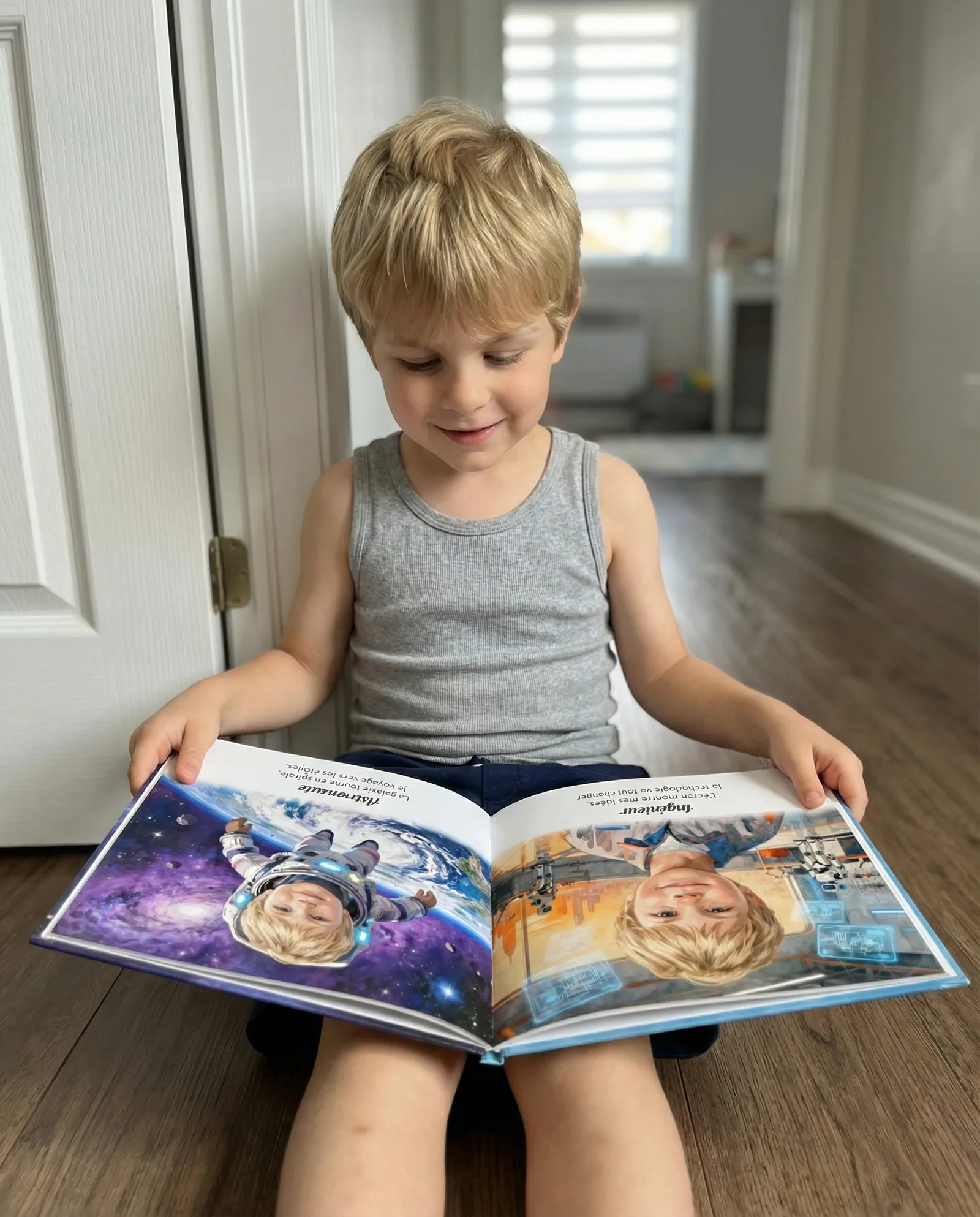 Noah, fier de recevoir son livre personnalisé cadeau d'anniversaire unique