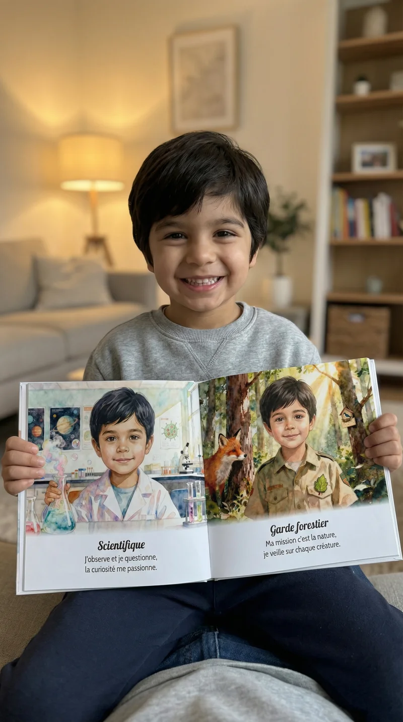 Diego, 5 years old, reading their personalized book